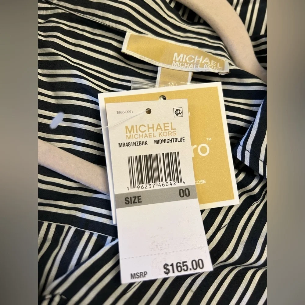 MICHAEL KORS STRIPED LONG SLEEVE SHIRT DRESS